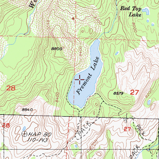 Topographic Map of Fremont Lake, CA