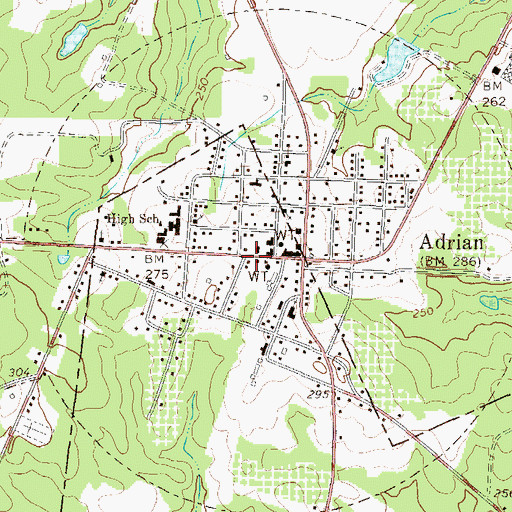 Topographic Map of Adrian Rural Fire Department, GA