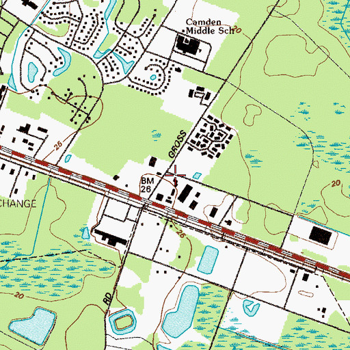 Topographic Map of Camden County Fire Rescue Station 10, GA