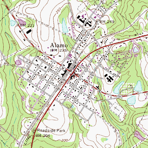 Topographic Map of Alamo Volunteer Fire Department, GA