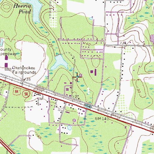 Topographic Map of Ware County Fire Rescue Station 3 Southeast, GA