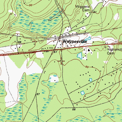 Topographic Map of Waynesville Volunteer Fire Department, GA