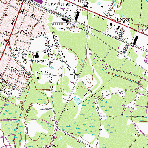 Topographic Map of Baxley Volunteer Fire Department, GA