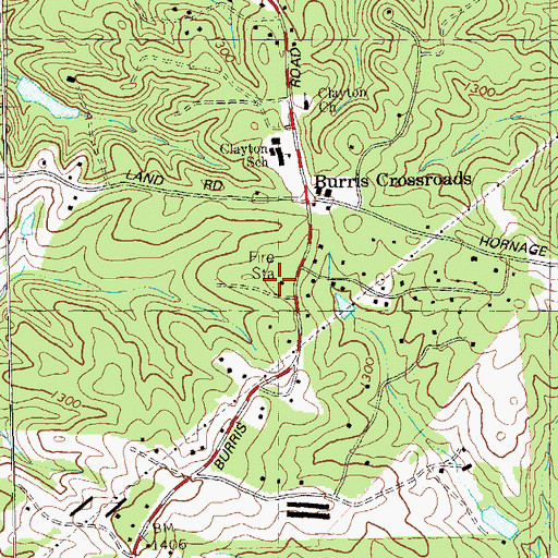 Topographic Map of Clayton Community Volunteer Fire Department Station 6, GA