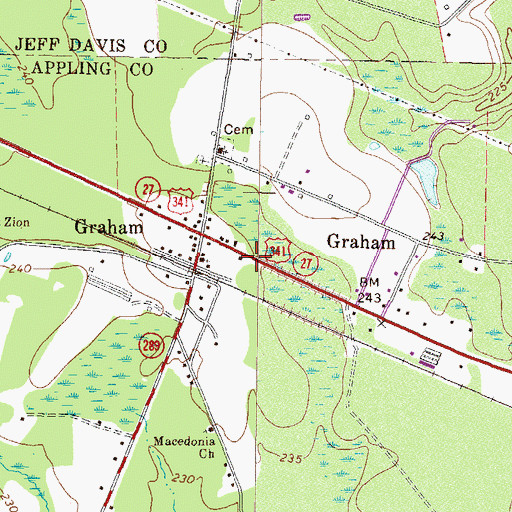 Topographic Map of Graham Fire Department, GA