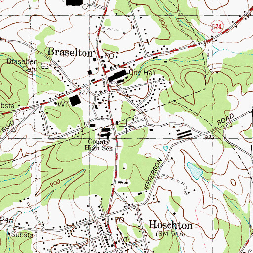 Topographic Map of West Jackson County Fire Department, GA