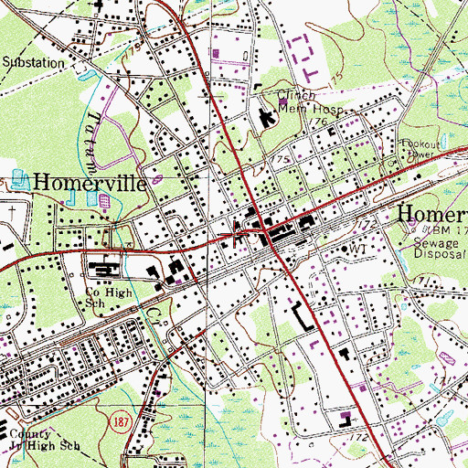 Topographic Map of Clinch County Fire Department Station 1 Homerville Volunteer Fire Department, GA