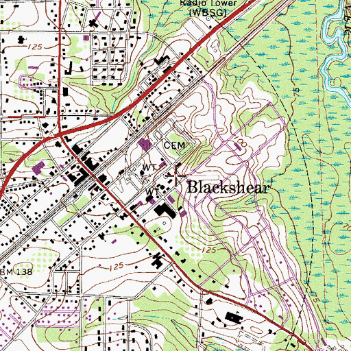 Topographic Map of Blackshear Fire Department Station 1, GA