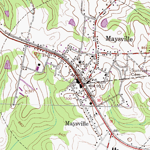 Topographic Map of Maysville Area Volunteer Fire Department, GA