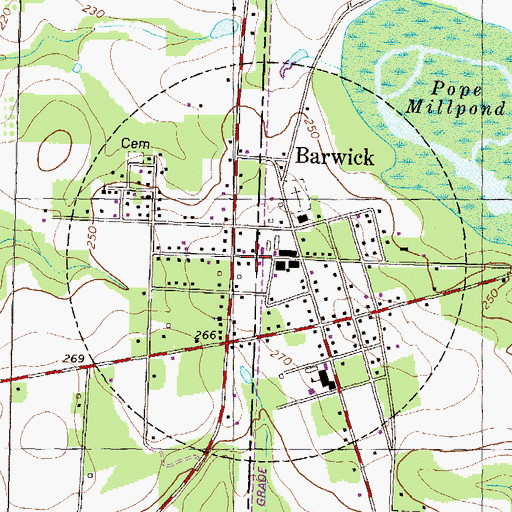 Topographic Map of Barwick Volunteer Fire Department Station 3, GA