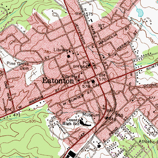 Topographic Map of Putnam County Fire Rescue Department Station 1, GA