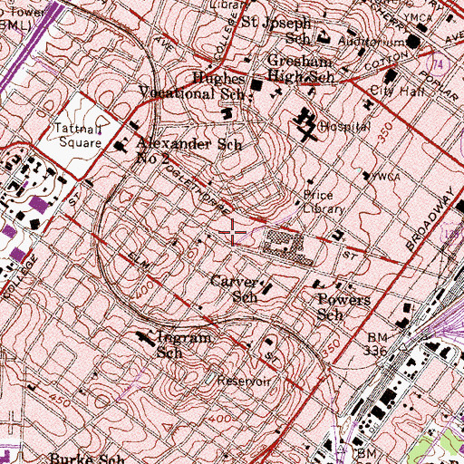 Topographic Map of Macon - Bibb County Fire Department Administration, GA