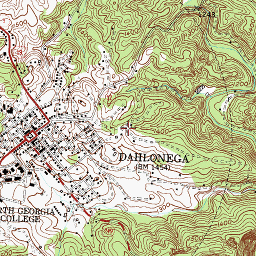 Topographic Map of Dahlonega - Lumpkin County Volunteer Fire Department Station 1, GA