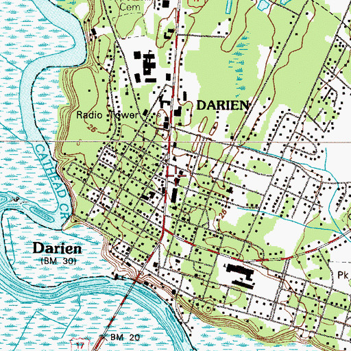 Topographic Map of Darien Volunteer Fire Department, GA