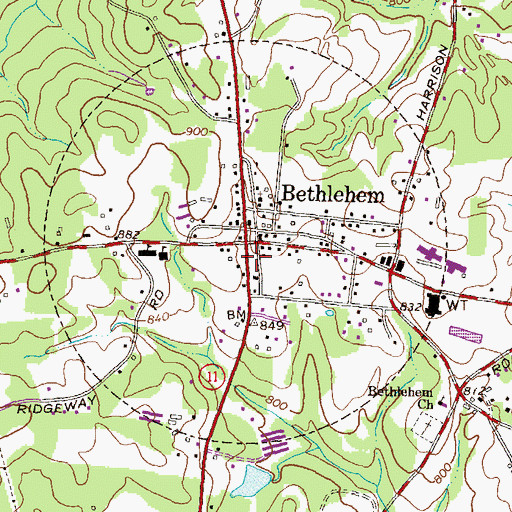 Topographic Map of Bethlehem Fire Department Station 3, GA
