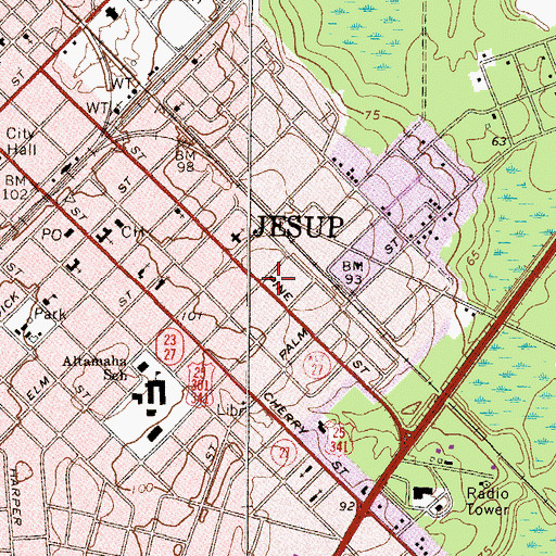 Topographic Map of Jesup Fire Department Station 2, GA