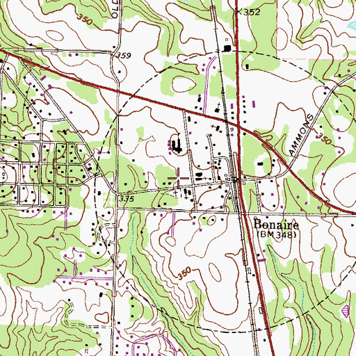 Topographic Map of Houston County Fire Department Station 2, GA