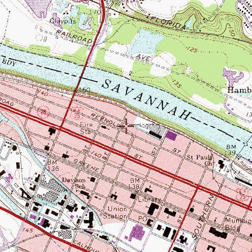 Topographic Map of Augusta Fire Department Station 3, GA