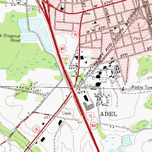 Topographic Map of Adel Fire Department Station 2, GA
