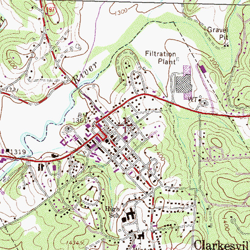 Topographic Map of Clarkesville Fire Department Station 3, GA