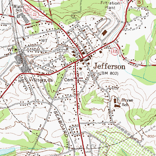 Topographic Map of Jefferson Fire Department, GA