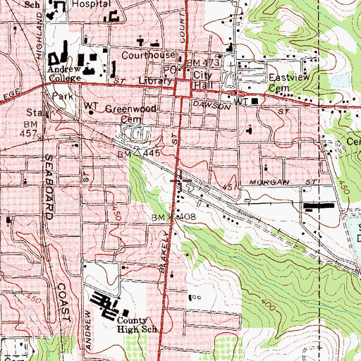 Topographic Map of Cuthbert Fire Department, GA