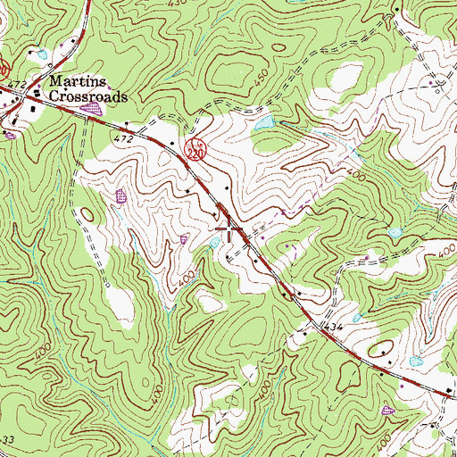 Topographic Map of Martins Crossroad Volunteer Fire Department, GA