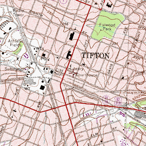 Topographic Map of Tift Volunteer Fire Department, GA