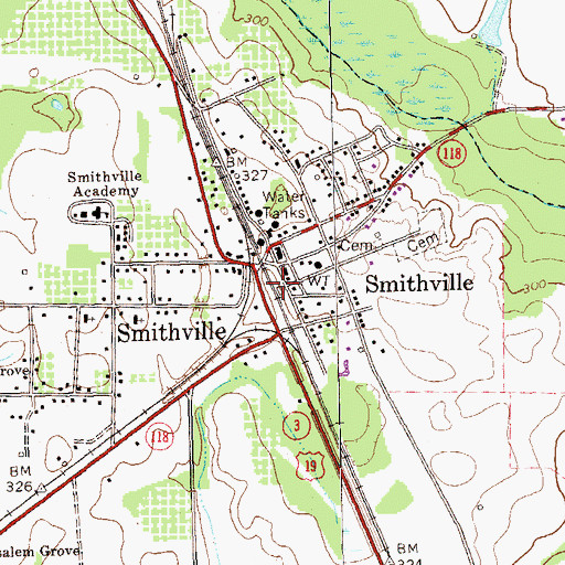 Topographic Map of Lee County Fire Department Station 4 Smithville, GA