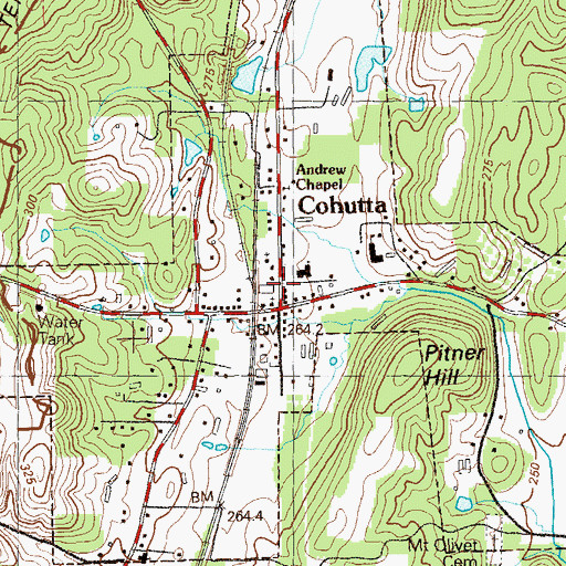 Topographic Map of Cohutta Volunteer Fire Department, GA