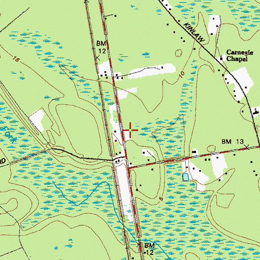 Topographic Map of Camden County Fire / Rescue Station 14, GA