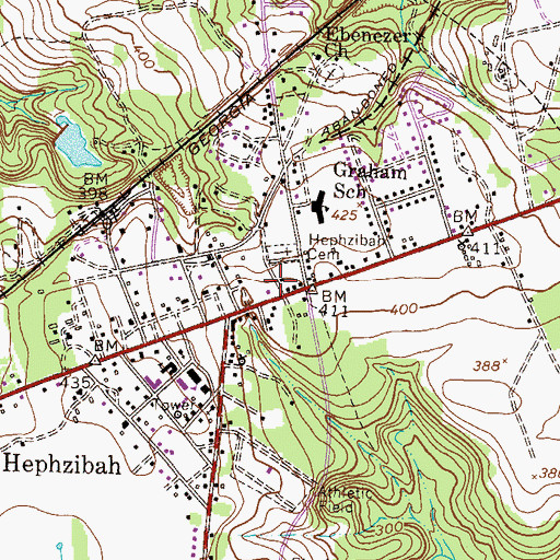 Topographic Map of Hephzibah Fire Department, GA