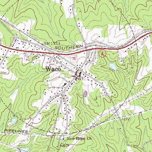 Topographic Map of Waco Fire Department, GA