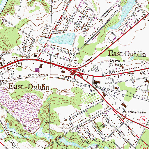 Topographic Map of East Dublin Fire Department, GA