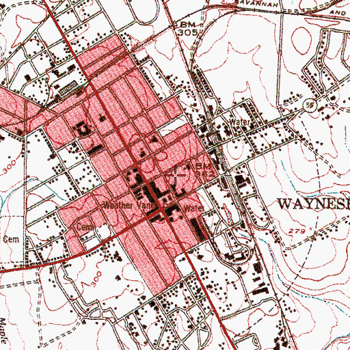 Topographic Map of Waynesboro Fire Department, GA