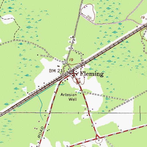 Topographic Map of Fleming Fire / Rescue Volunteer Department, GA