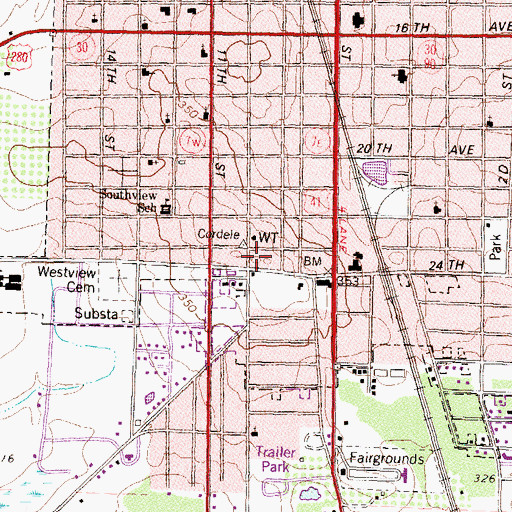 Topographic Map of Cordele Fire Department Station 2, GA