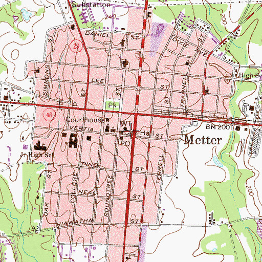 Topographic Map of Metter Fire Rescue Department, GA
