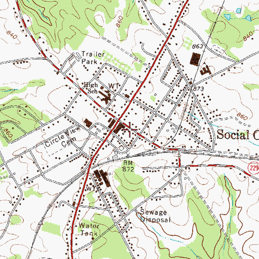 Topographic Map of Social Circle Fire Department, GA