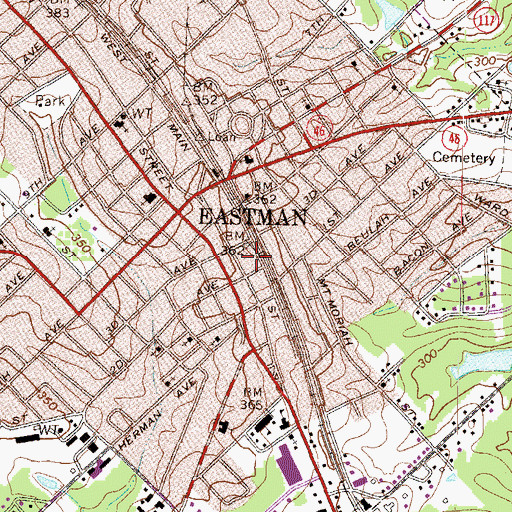 Topographic Map of Eastman Fire Department Station 2, GA