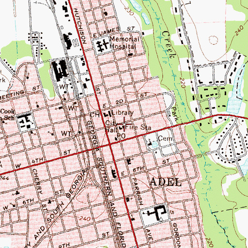 Topographic Map of Adel Fire Department Station 1, GA