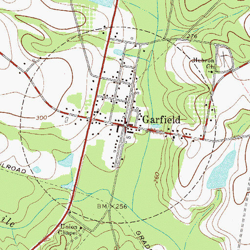 Topographic Map of Garfield Volunteer Fire Department, GA