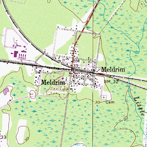 Topographic Map of Effingham Fire / Rescue Station 5, GA