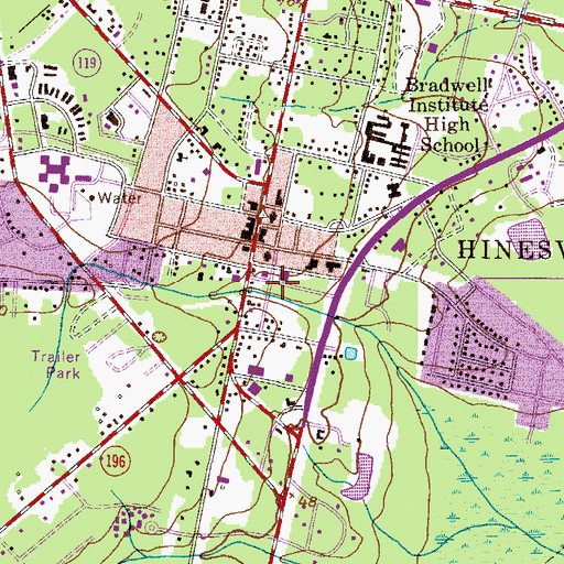 Topographic Map of Hinesville Fire Department Station 1, GA