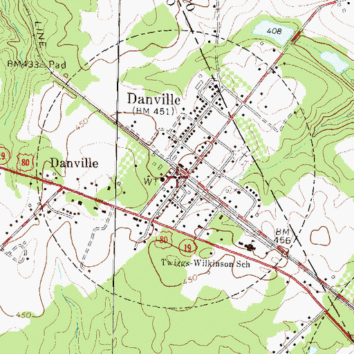 Topographic Map of Danville Volunteer Fire Department, GA