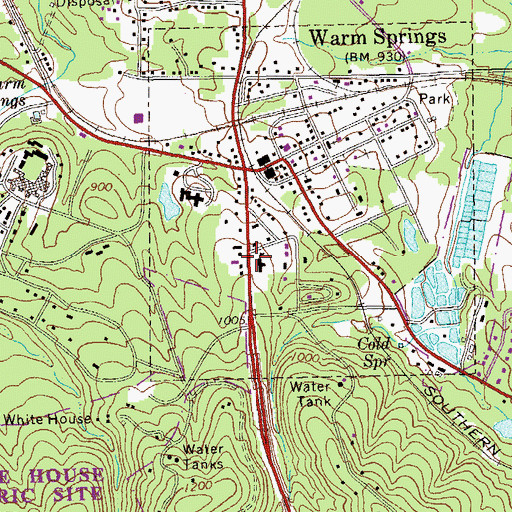 Topographic Map of Warm Springs Fire Department, GA
