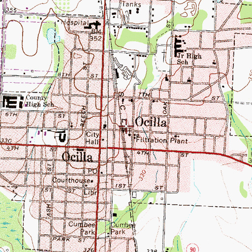 Topographic Map of Ocilla Fire Department, GA
