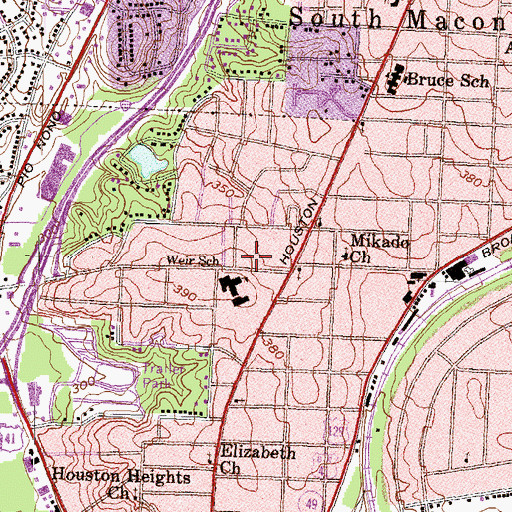 Topographic Map of Macon - Bibb County Fire Department Station 7, GA