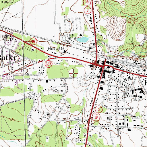 Topographic Map of Taylor County Fire and Rescue Department Butler Station, GA