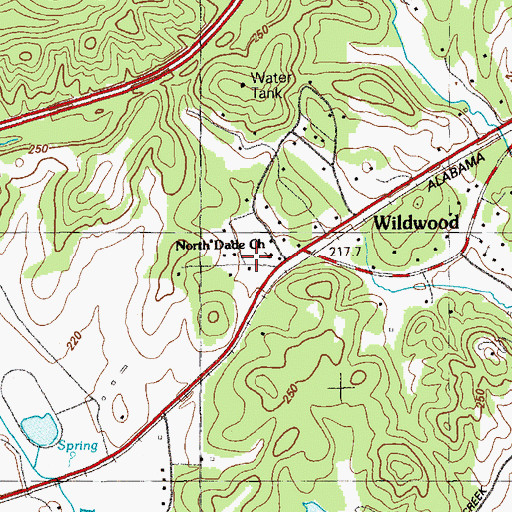 Topographic Map of North Dade Volunteer Fire Department, GA